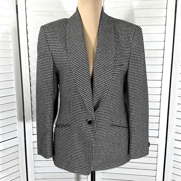 Bretton Place Blazer 10P Houndstooth Wool Blend Vintage 90s - Picture 2 of 15
